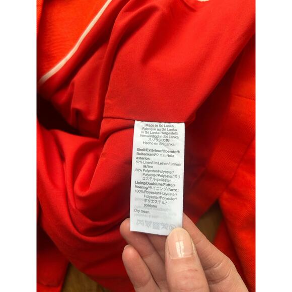 J.Crew Parke Linen Blazer Bright Orange sz 6 Preppy Academia Structured Classic - Picture 9 of 9